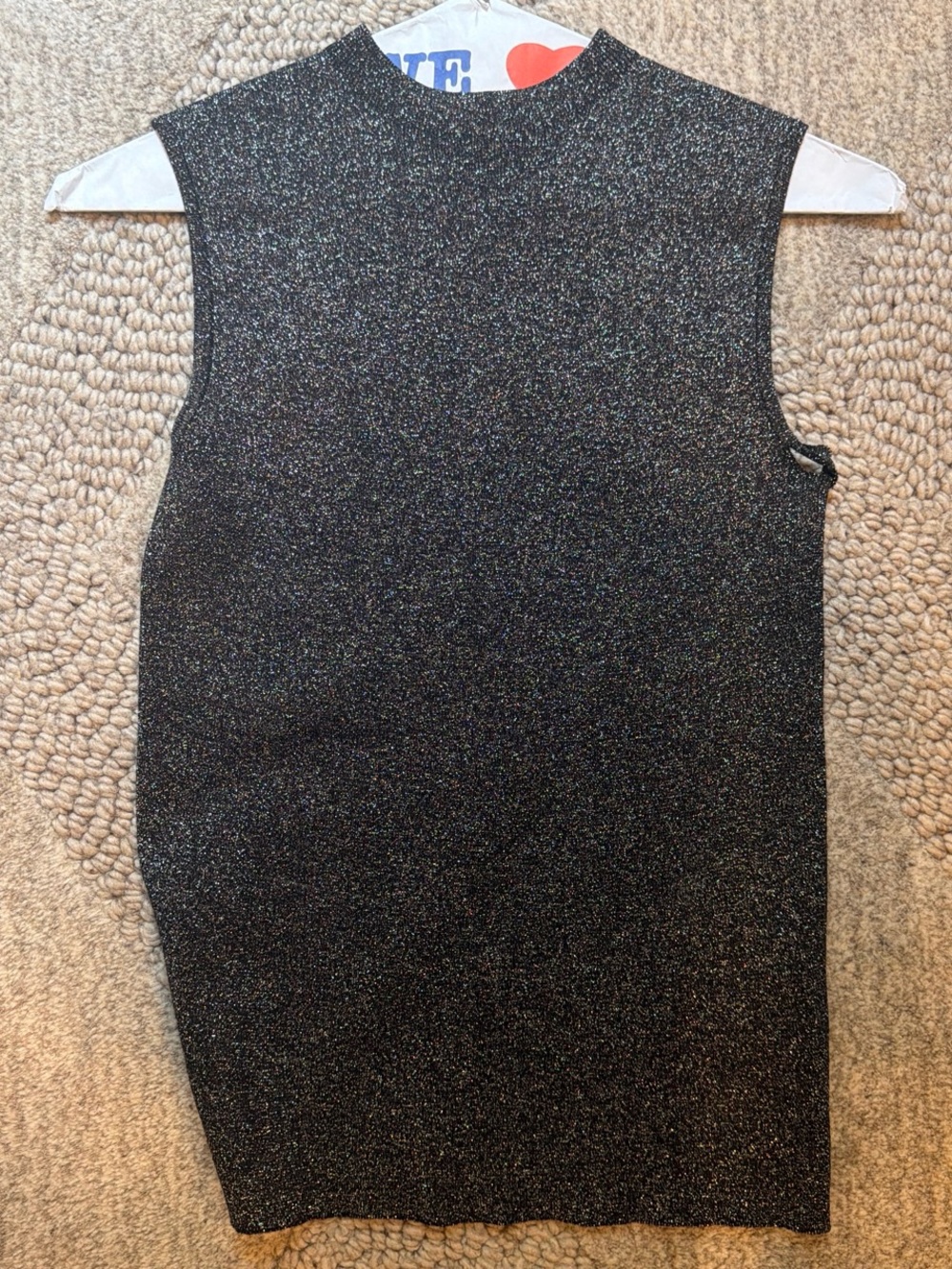 Boss Metallic Black Sleeveless Mock Neck Tank